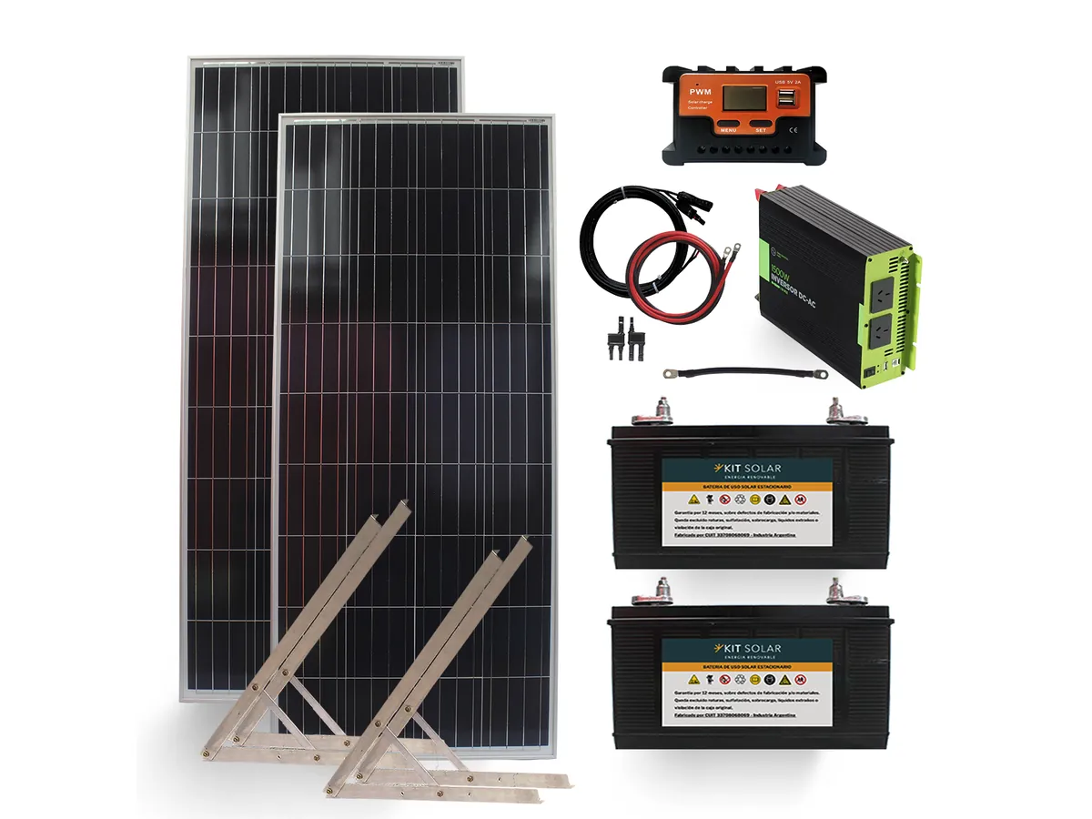 Kit Solar OFF GRID 1500W · Heladera todo el día